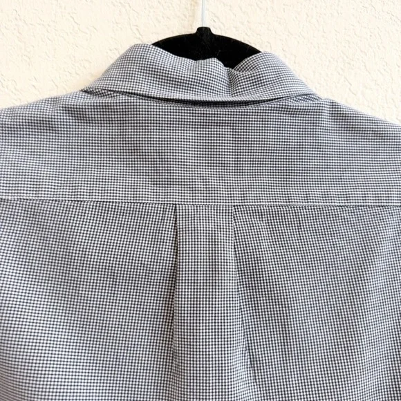 J.Crew Mens Slim Fit Micro Gingham Button Down Shirt Navy Blue White Medium M - Picture 10 of 11